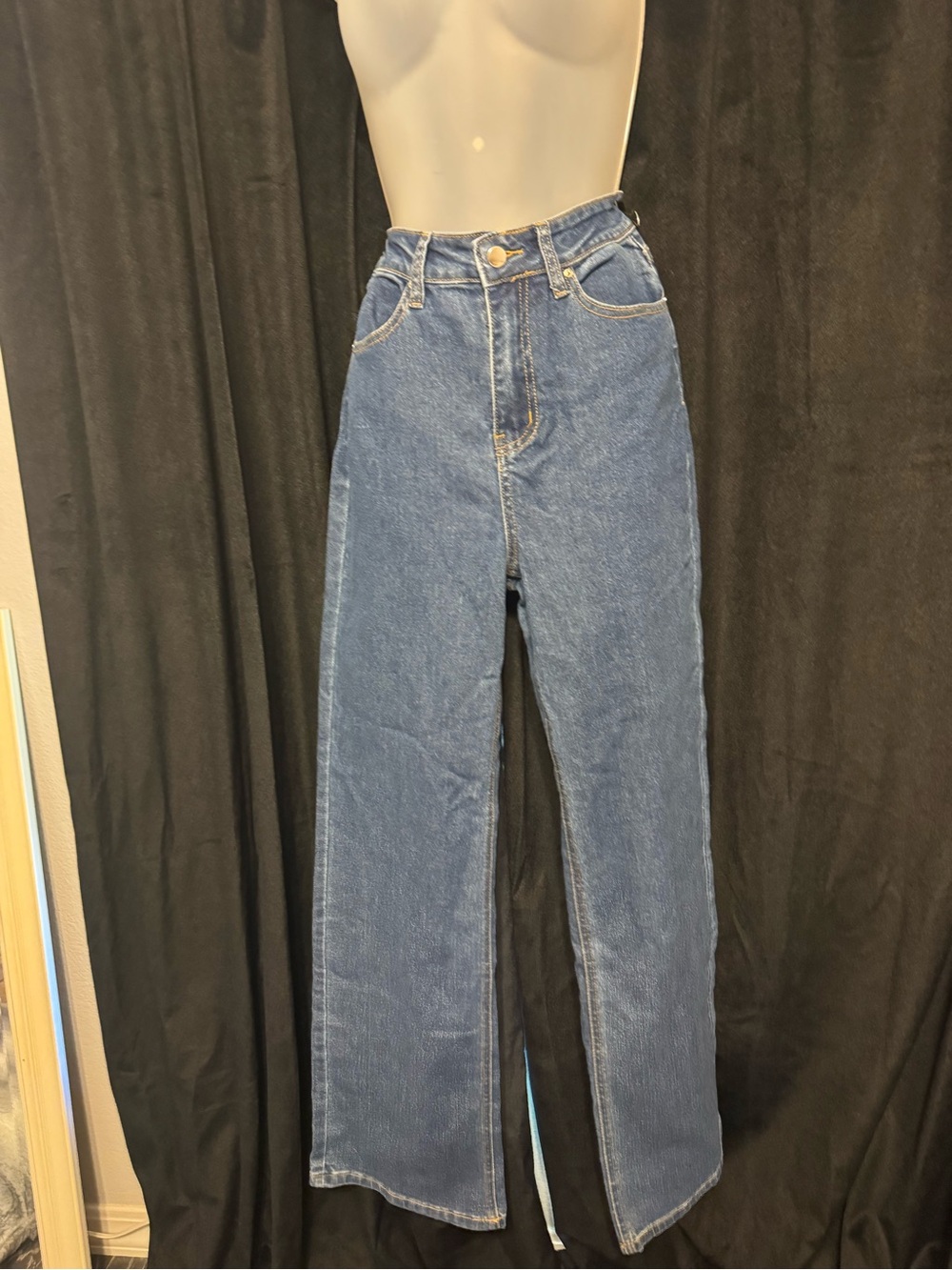 Fashion Nova High Rise Wide Leg Blue Jeans